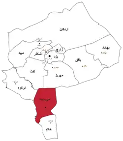 Location of Marvast County in Yazd province