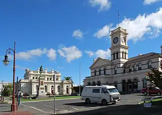 McLandress Square, with the post office and court house