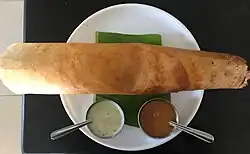 Dosa, a typical south Indian breakfast dish