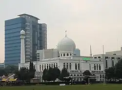 Al-Azhar Great Mosque (1958) in Kebayoran Baru, Jakarta is influenced by the Near East more strongly than the vernacular style.