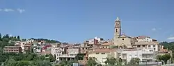 A general view of the town center, with Santa Maria de Maspujols Church