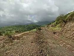 Picture of Matheran hidden in clouds, from the tracks of the Matheran Toy Train