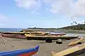 Canoes docked at Maunalua Bay