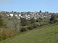The town of Mauriac viewed from the lac du Val St Jean.