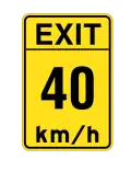 Maximum speed on exit.
