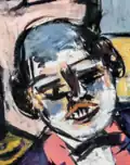 Head of the right croupier (detail)