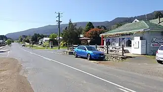 Looking east on main road