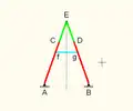 Hart's second inversor: AB = AC = BD = 4 CE = ED = 2 Af = Bg = 3 fC = gD = 1 fg = 2