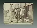 Medical officers watching the arrival of a train at Sion railway station, during the Plague epidemic,1897