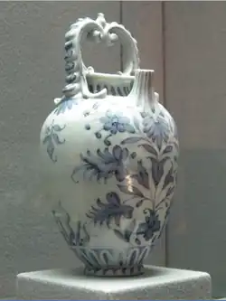 A Medici porcelain bottle; 1575-1587; Louvre. The Casino of San Marco's porcelain manufactory was one of the oldest successful attempts to imitate Chinese porcelain in European history.