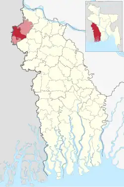 Location of Meherpur Sadar Upazila