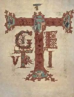 In the Drogo Sacramentary Melchizedek is shown blessed by the hand.