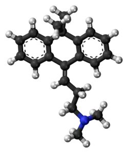 Ball-and-stick model of the melitracen molecule