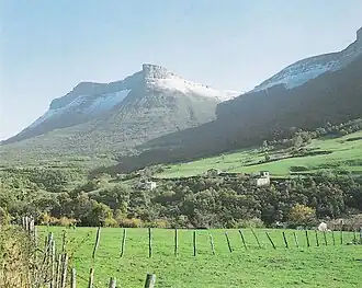 View of a valley with dispersed buildings