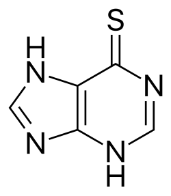 2D representation of the chemical structure of Mercaptopurine.