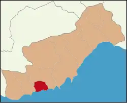 Map showing Aydıncık District in Mersin Province