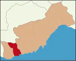 Map showing Bozyazı District in Mersin Province