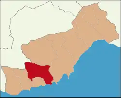 Map showing Gülnar District in Mersin Province