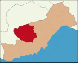Map showing Mut District in Mersin Province