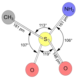 text=Geometry of the methanesulfonamide molecule