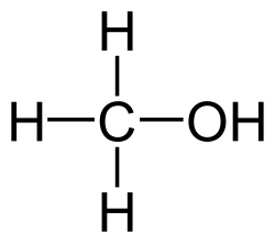 2D representation of the chemical structure of methanol .