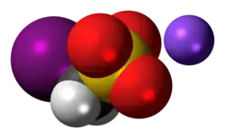 Space-filling model of methiodal as a sodium salt