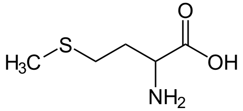 2D representation of the chemical structure of methionine.