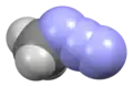 Space-filling model of the methyl azide molecule