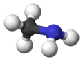 Ball and stick model of methylamine