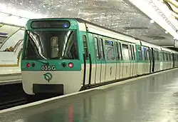 RATP livery on an MF 77 train before their refurbishment