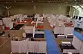 Conference booths during setup