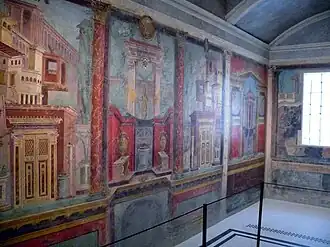 Cubiculum (bedroom) from the Villa of P. Fannius Synistor at Boscoreale. Fresco Roman Republican period Date: ca. 50–40 B.C.