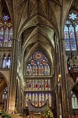 The south transept, with the organ below