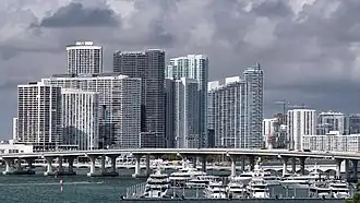 The Arts & Entertainment District skyline, pictured in 2019