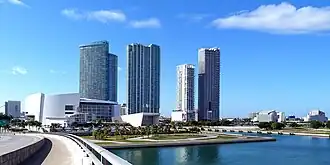American city with skyscrapers and roads (Miami).