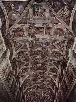 Picture of the Sistine Chapel ceiling, before restoration