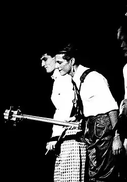 Dean (left) with bandmate Mick Karn taking a curtain call, Nov 1982