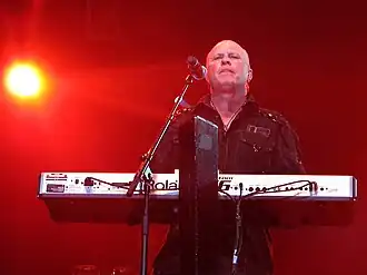 Score performing with A Flock of Seagulls in Liverpool, in 2011