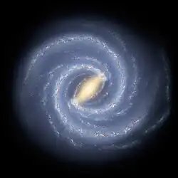 An artist's rendering of a spiral galaxy