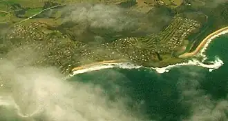 Aerial view: Kiama Downs to the left and centre, and Minnamurra to the right.