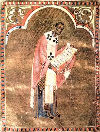 Miniature of John Chrysostom from Missal of Przemysl's Orthodox Bishop Antony, 13th century