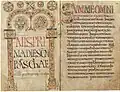 Merovingian illumination in Missale Gothicum, towards 700. The two large roses are six-lobed