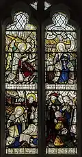 1929 window by C E Kempe & Co. depicting the Annunciation and Adoration of the Shepherds