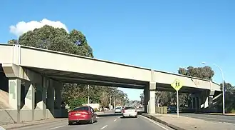 Seaford railway line overpass, looking south from Marion Road