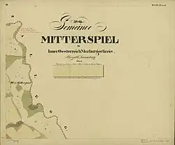 Municipality of Freiland, cadastral municipality of Mitterspiel, with handwritten addendum regarding a territorial change