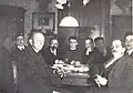 Literary gathering (pre-1945). Middle row: France Koblar, Lojze Remec, Joža Lovrenčič, Butkovič-Domen, France Zabret, Tine Debeljak and France Stele