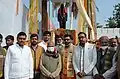 In 2022, Union Minister RCP Singh and Kapildev's elder son Sanjay (left) at the unveiling ceremony of Kapildev's statue in Pawapuri