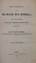 Title page to a 1843 copy of Die Elemente der Mechanik des Himmels