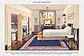 A painting featuring a bed with a valance, 1923.