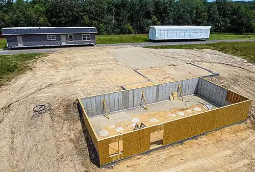 Modular building to be placed on the foundation